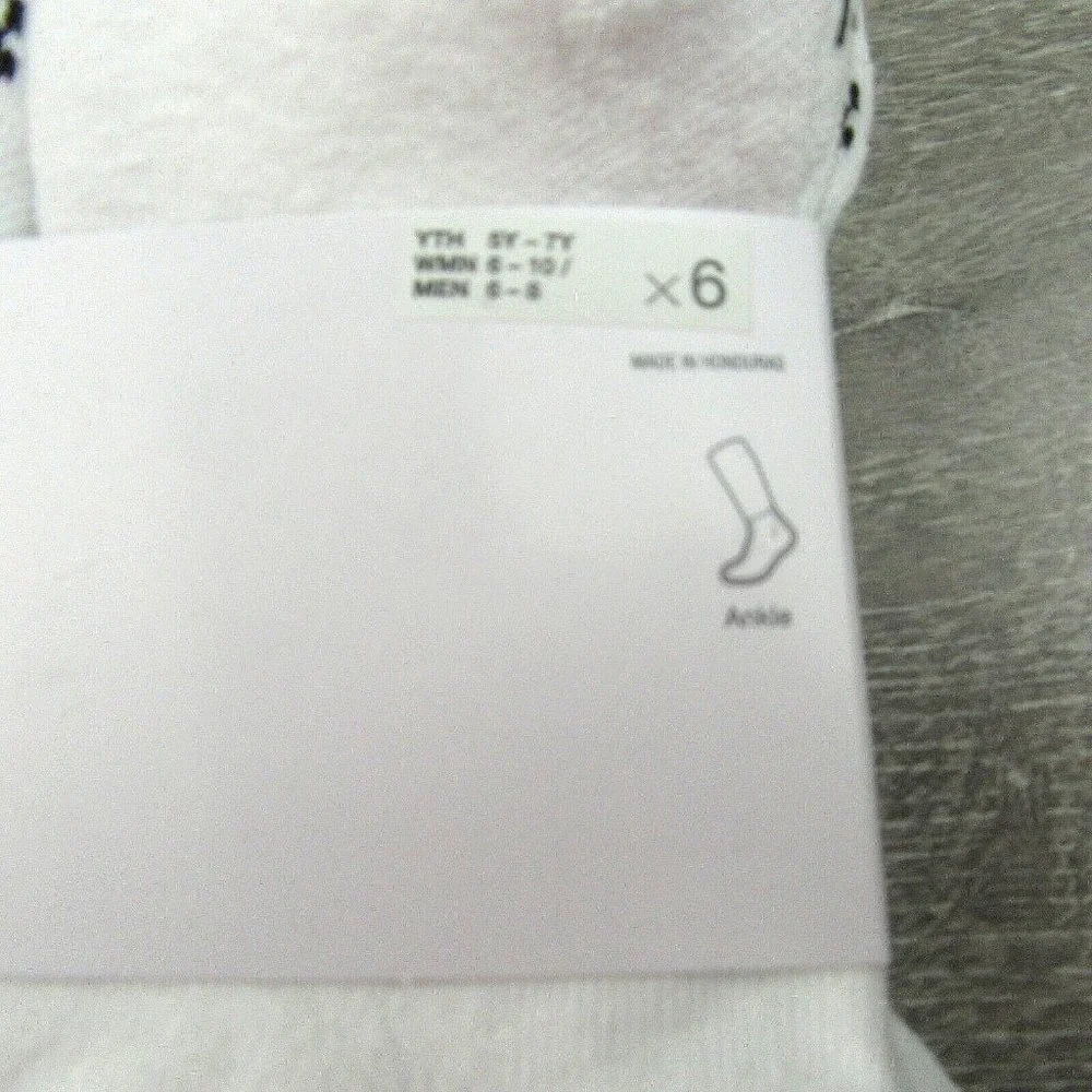 Nike Everyday Plus Ankle Socks White (6 Pack) Womens 6-10 / Youth 5Y-7Y NEW - Picture 4 of 8